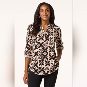 Cato Retro Floral Popover Top NWT